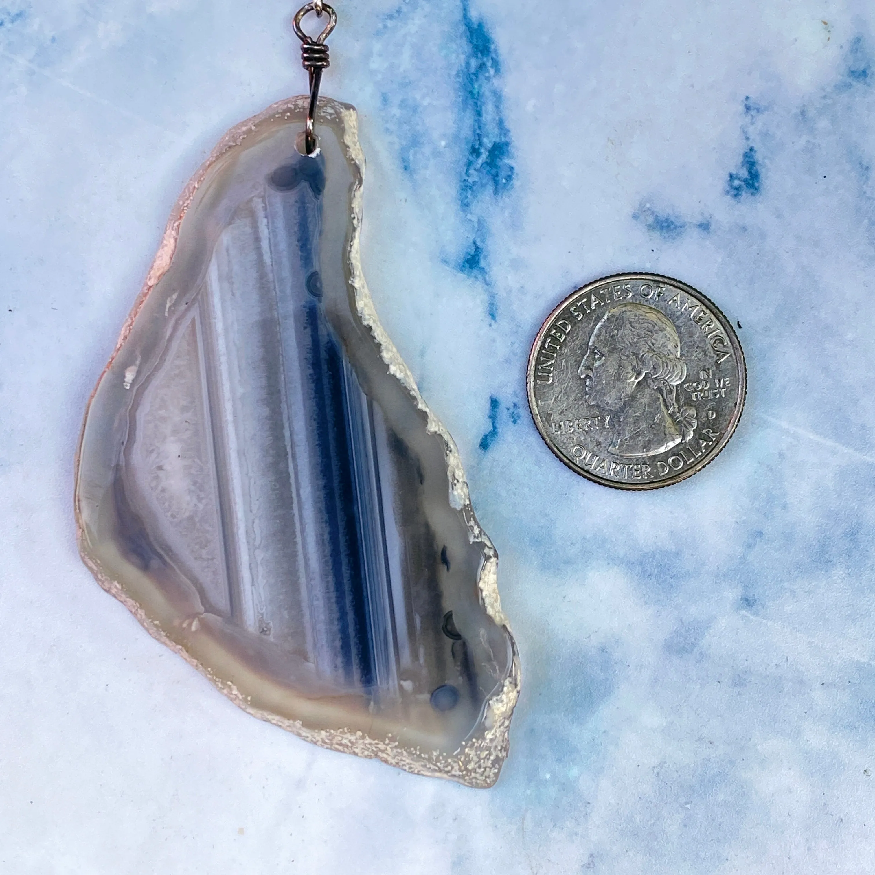 Gray Agate on Sterling Silver Chain