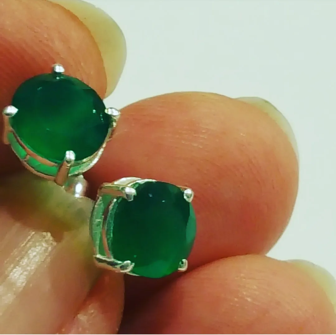 Green Onyx stud earrings