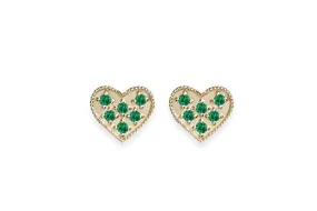 Heart Emerald Studs