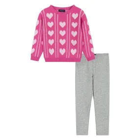 Heart Sweater & Legging Set  | Pink