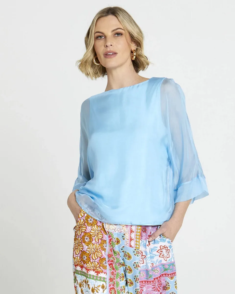 Illusion Silk Top Blue