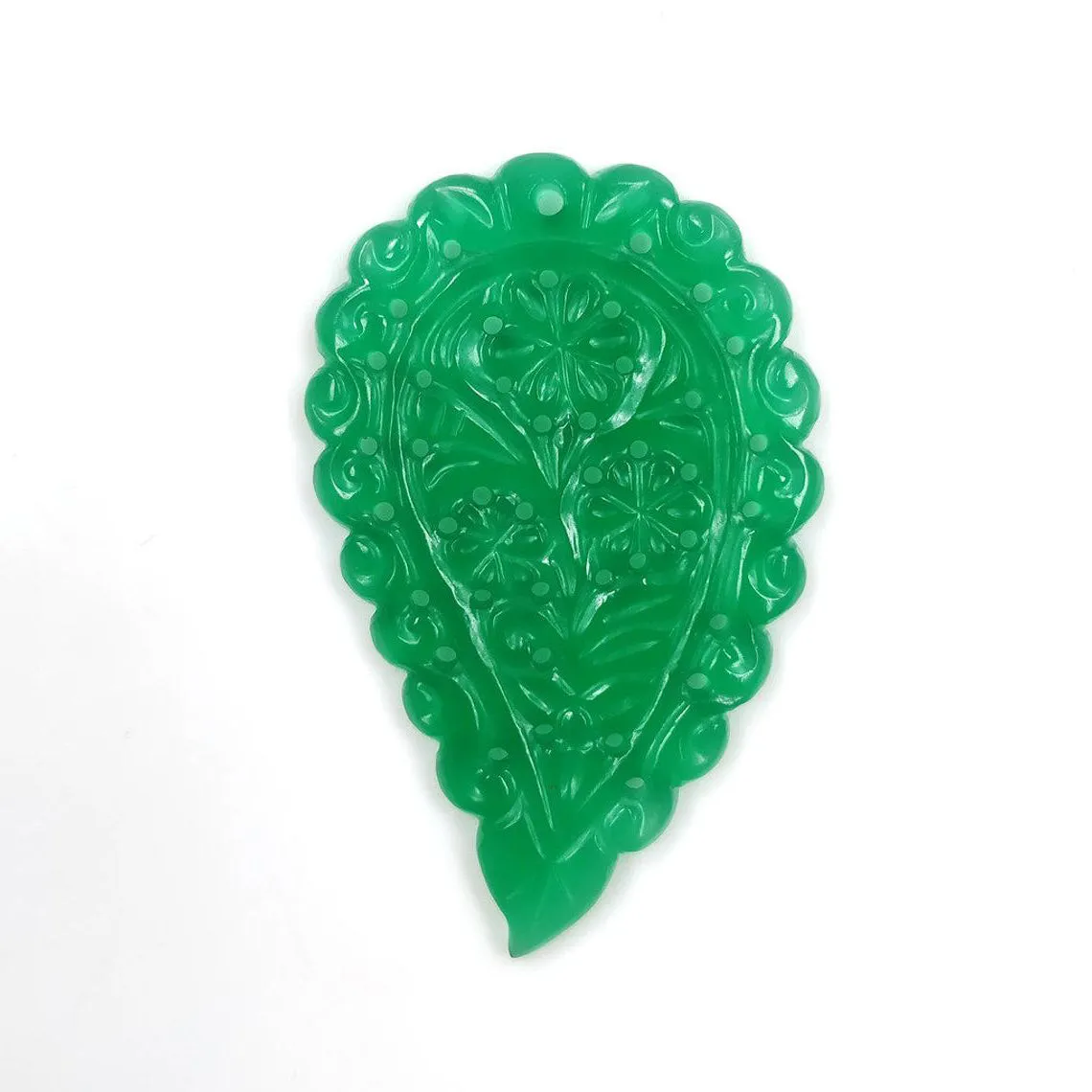 Indian LEAF Hand Carved : 50.00cts Natural Onyx Gemstone One Sided Hand Carved Big Size Indian Leaf 55*35mm 1pc For Pendant