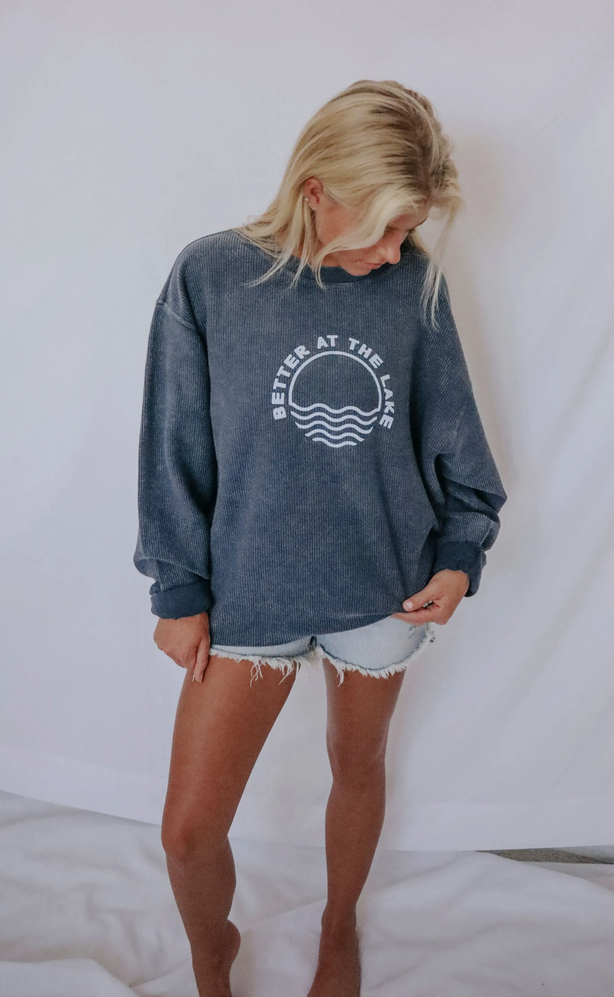 jo johnson: better at the lake corded sweatshirt - navy