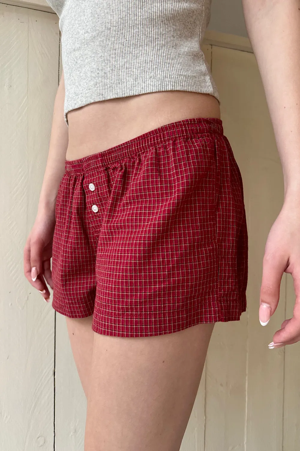 Keira Red Plaid Sweatshorts