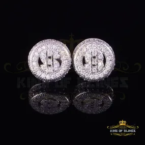 King of Bling's 925 Silver White 1.00ct VVS 'D' Moissanite Dollar Sign Men's/Womens Stud Earring