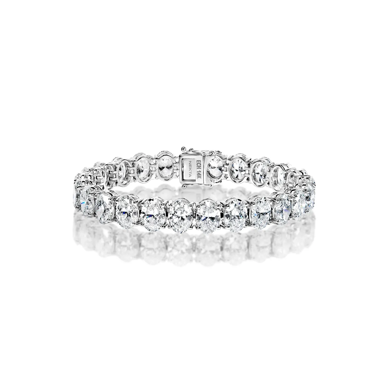 Lakicia 37 Carat Oval Cut Lab-Grown Single Row Diamond Bracelet in 14k White Gold