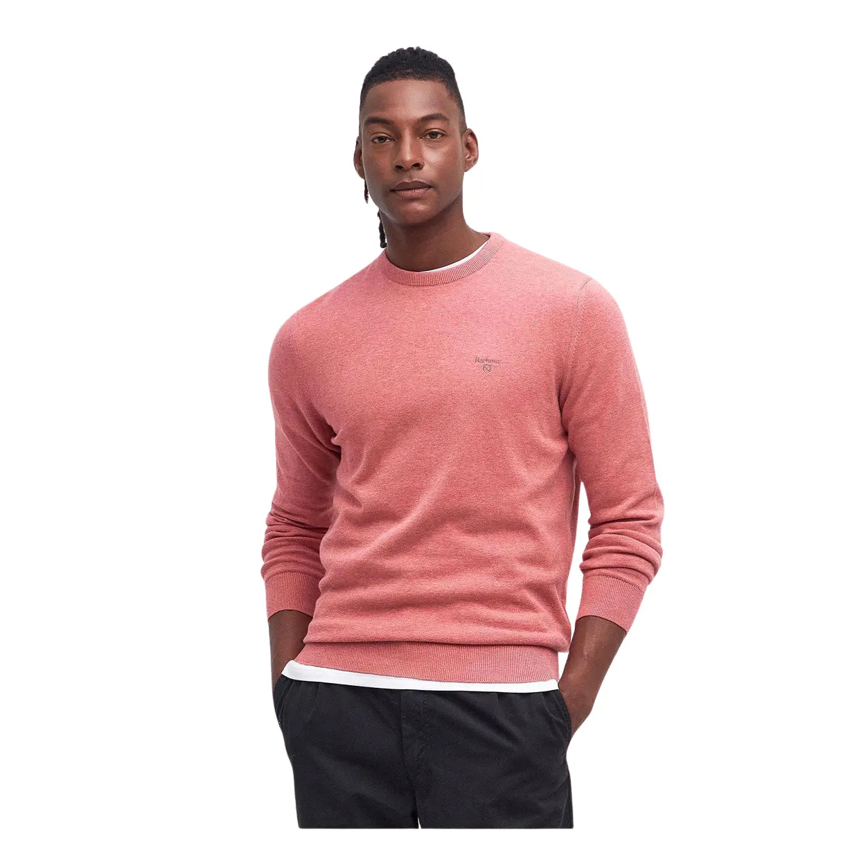 Maglione Uomo Barbour Cotone Pima Rosa