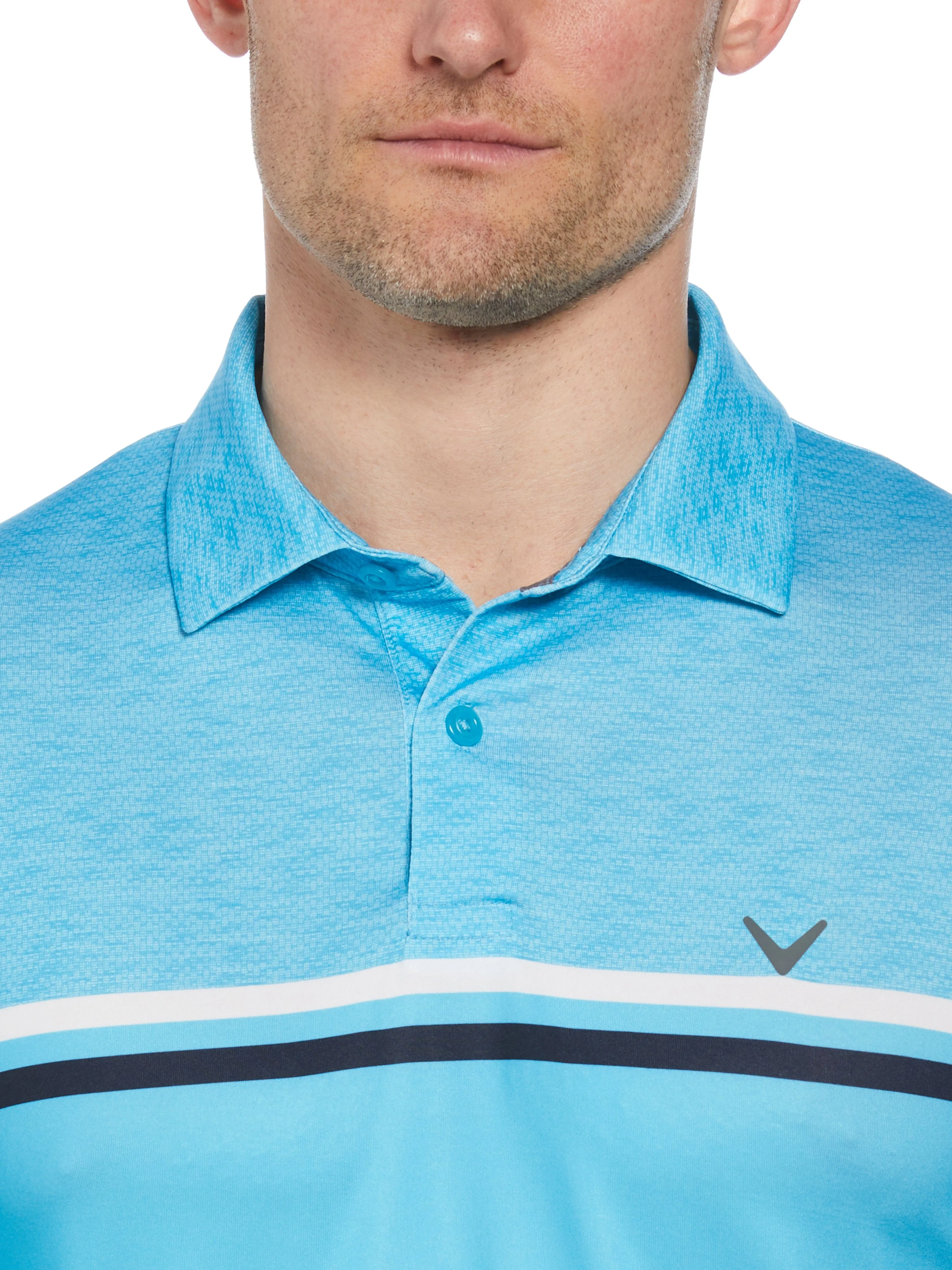 Mens Color Block Pattern Golf Polo