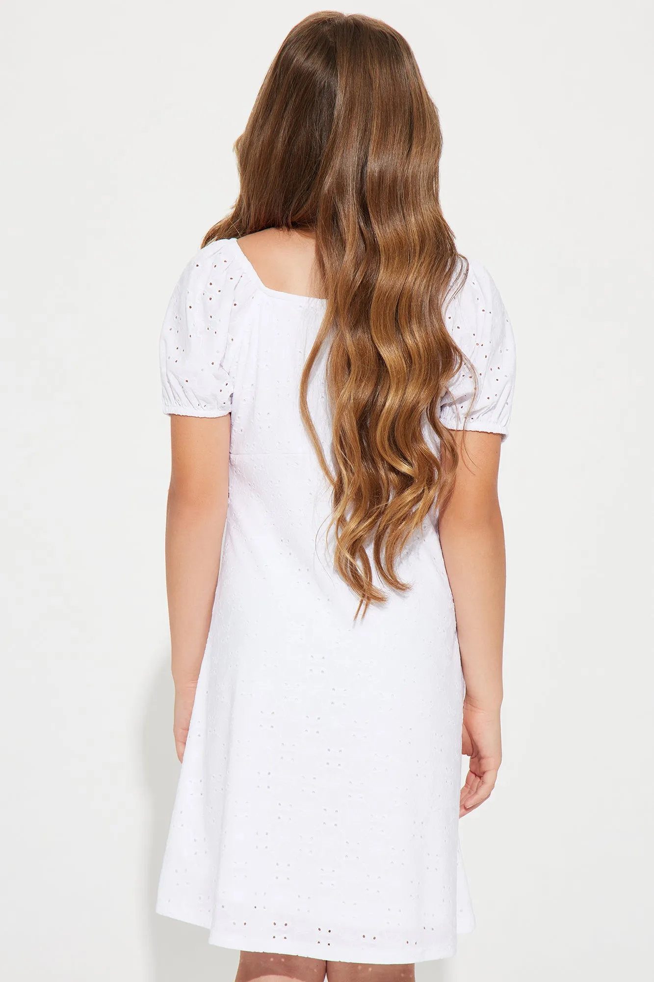 Mini Miss Dainty Eyelet Dress - White