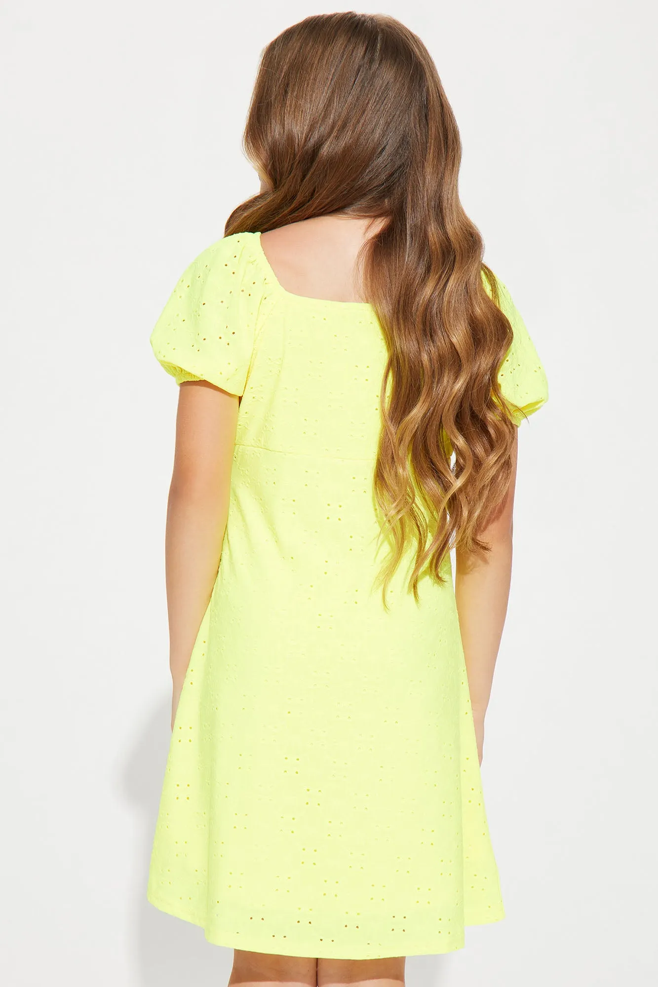 Mini Miss Dainty Eyelet Dress - Yellow