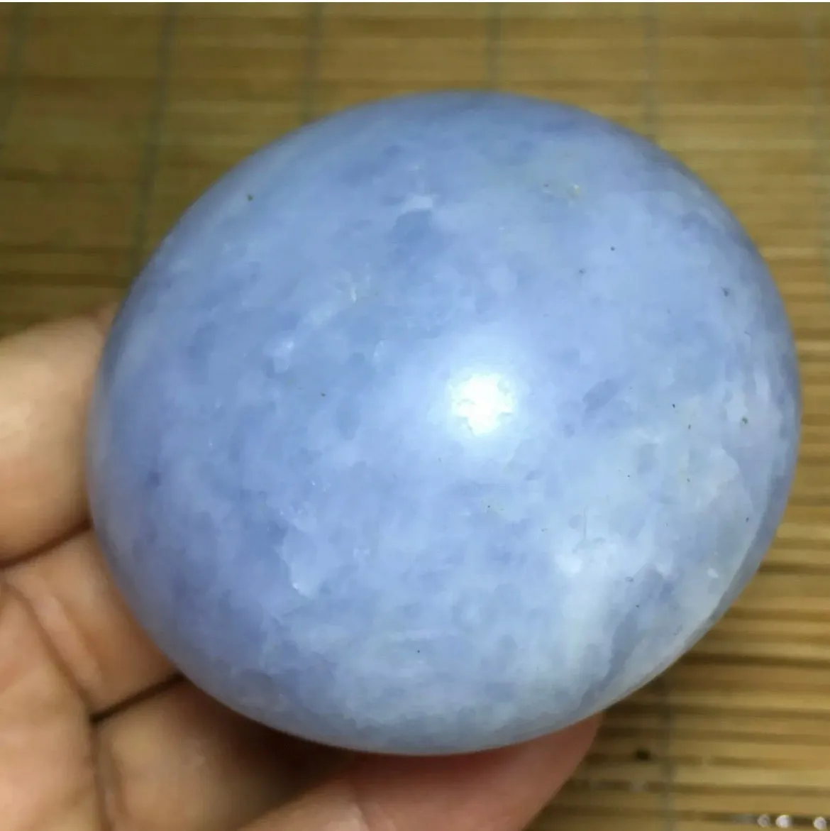 Natural Blue Celestite gemstone palm massage stone