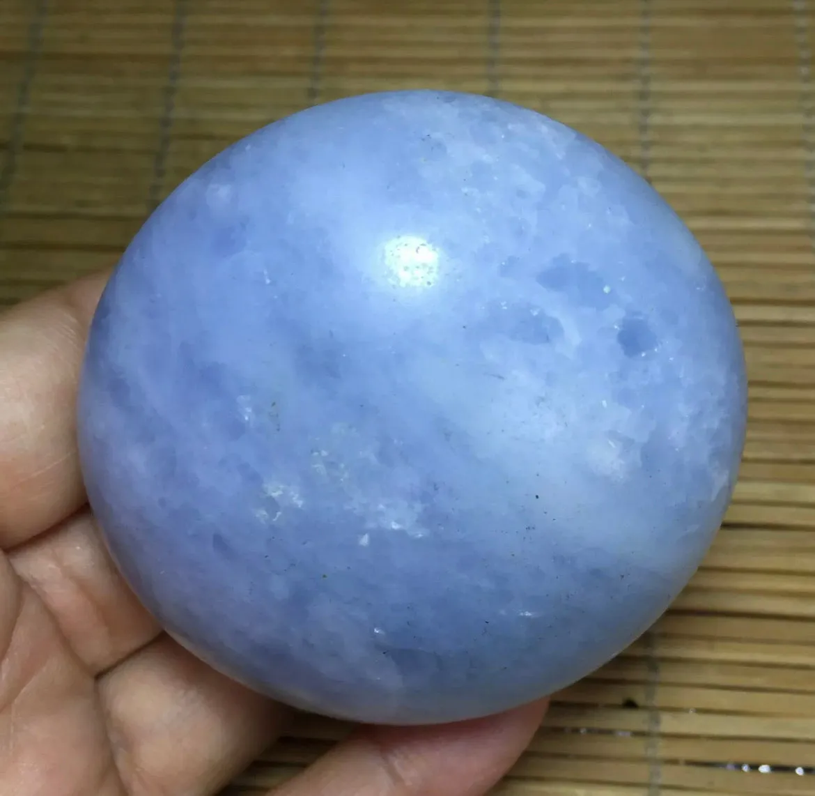 Natural Blue Celestite gemstone palm massage stone