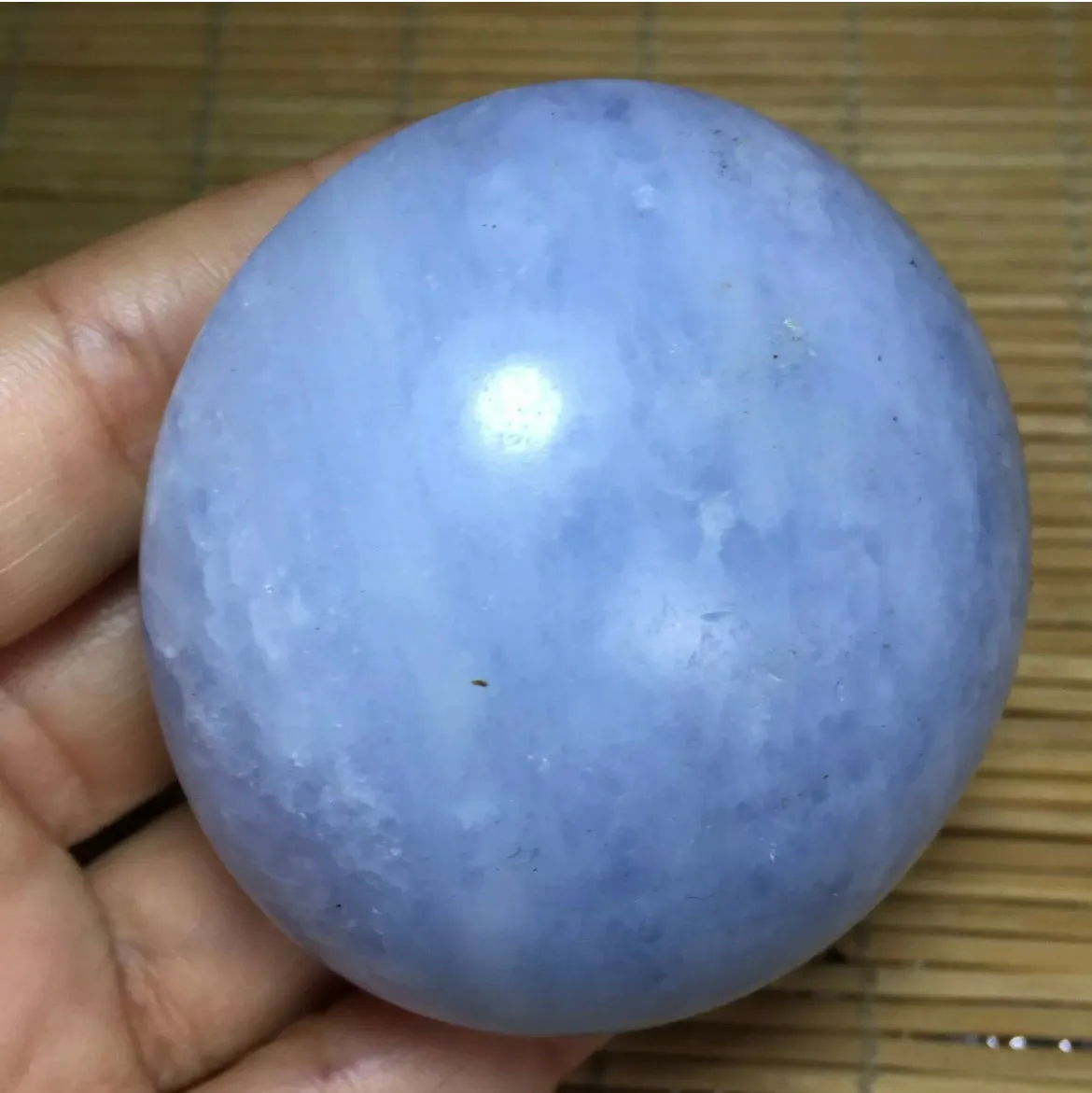 Natural Blue Celestite gemstone palm massage stone