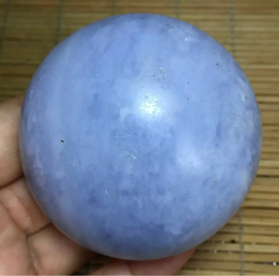 Natural Blue Celestite gemstone palm massage stone