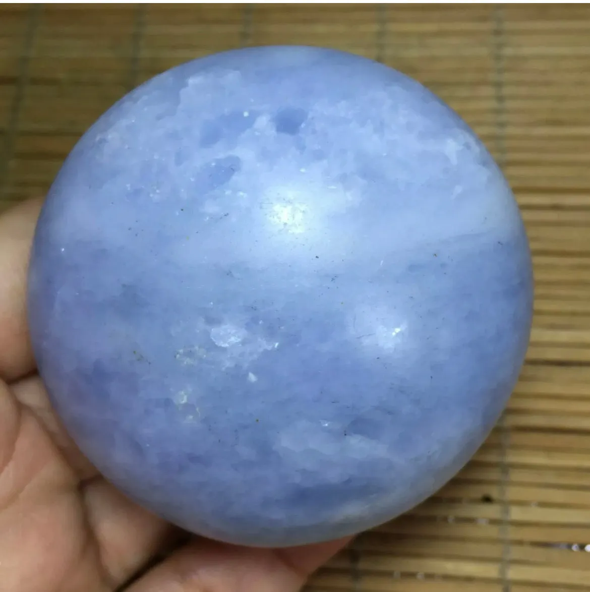 Natural Blue Celestite gemstone palm massage stone