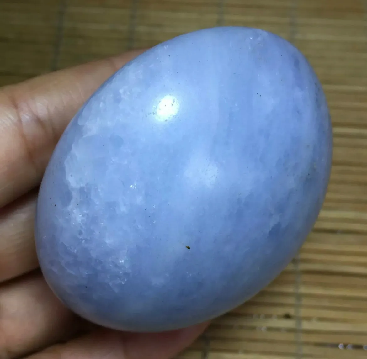 Natural Blue Celestite gemstone palm massage stone