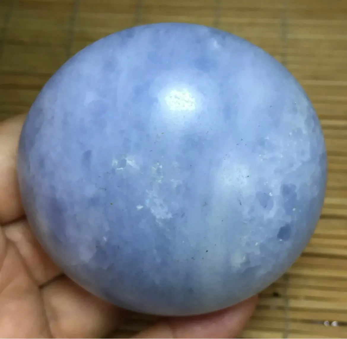 Natural Blue Celestite gemstone palm massage stone