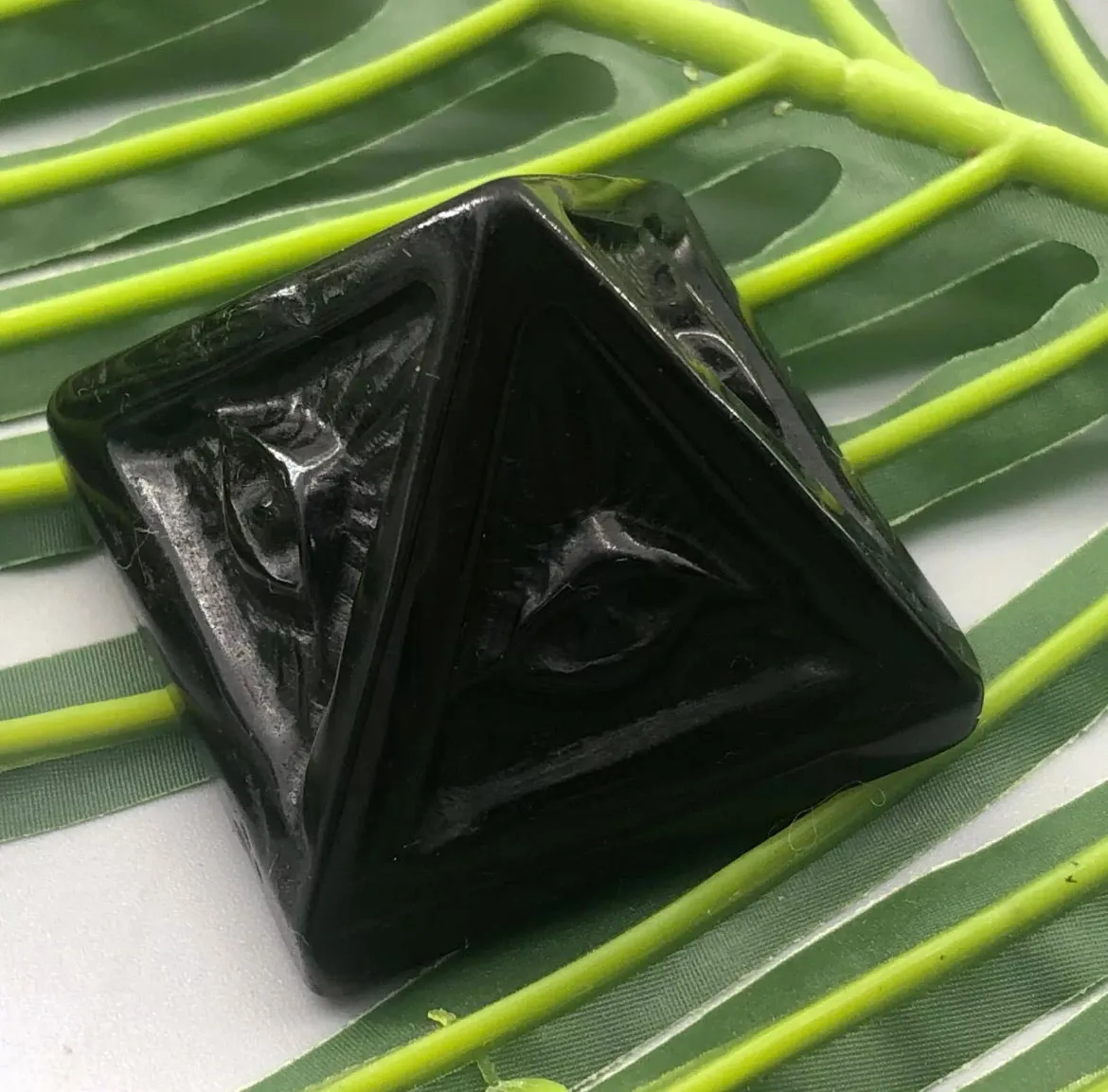 Natural Silver Obsidian gemstone carved Pyramid Eye of Protection