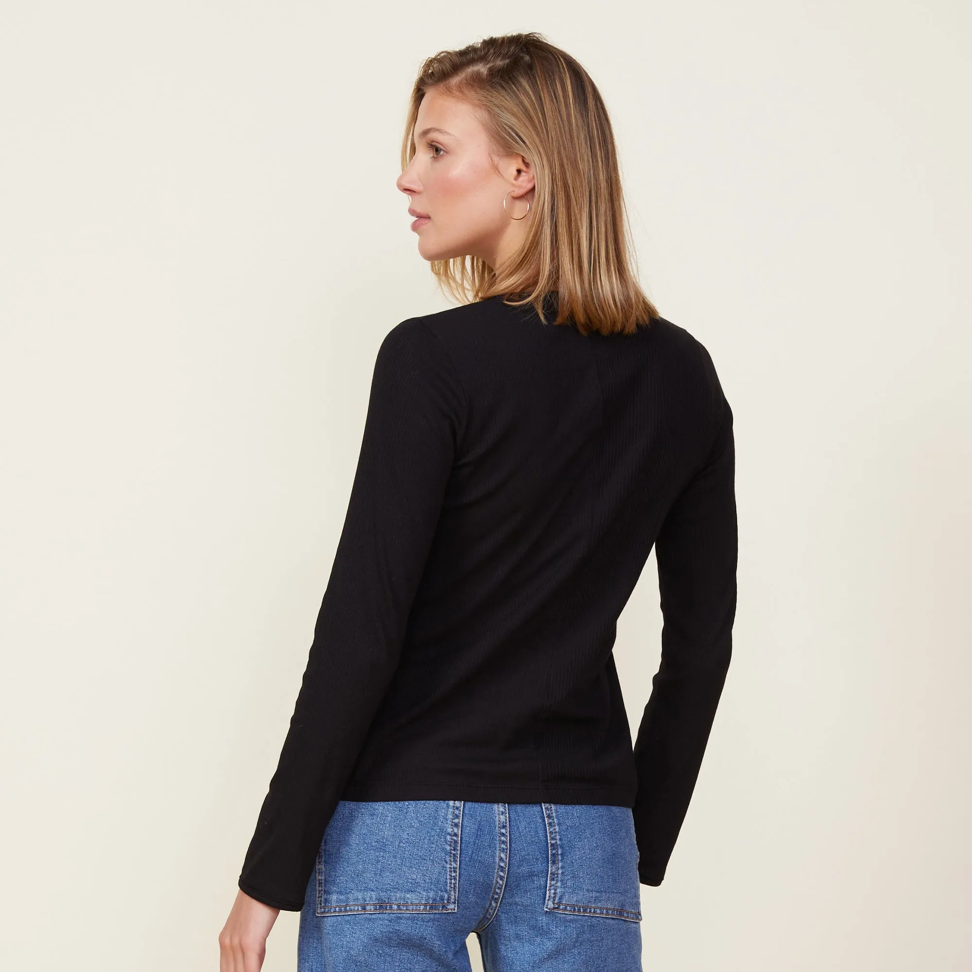 Needle Rib Long Sleeve Crew