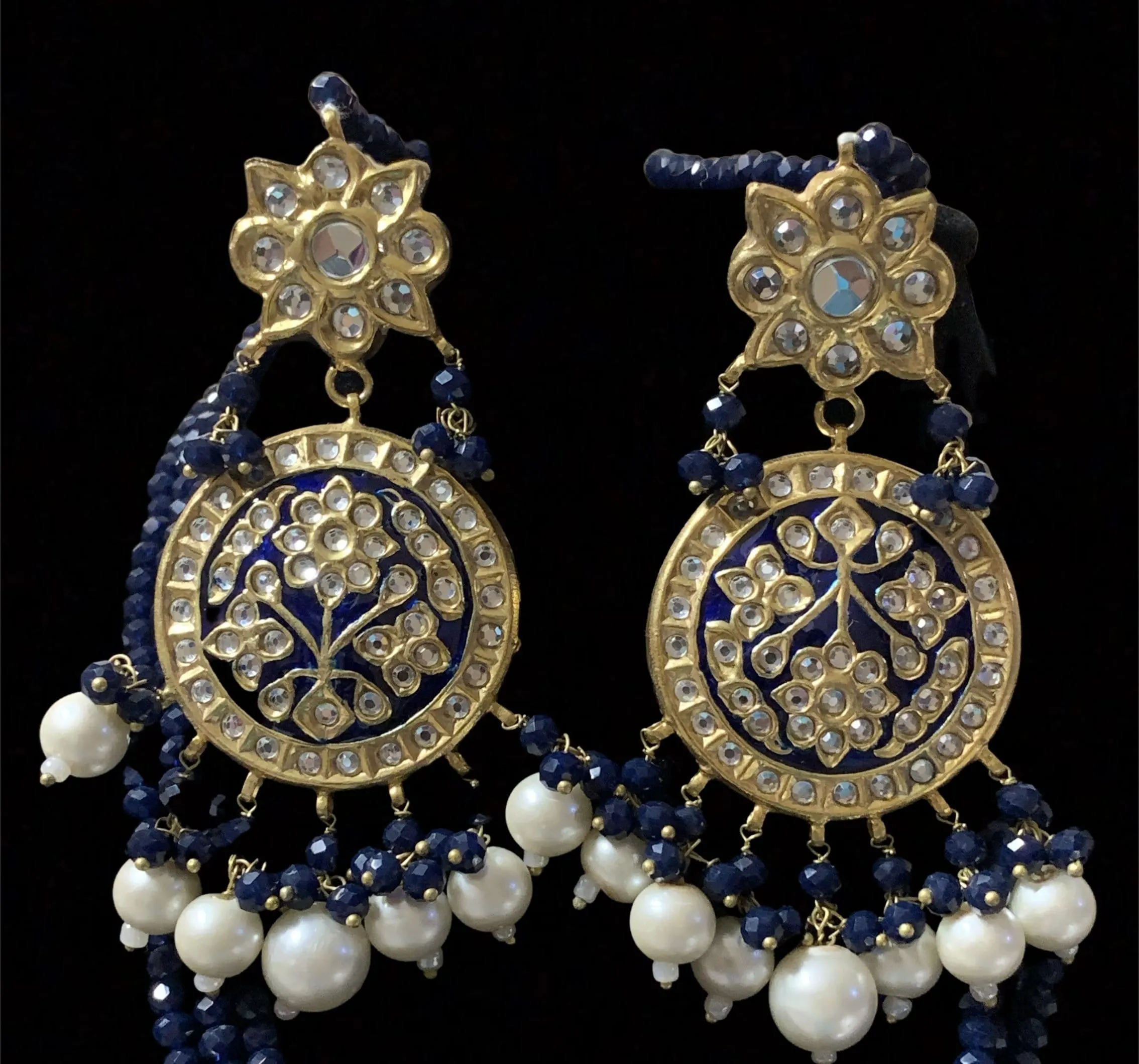 Neelam kundan meenakari pendant set ( READY TO SHIP )