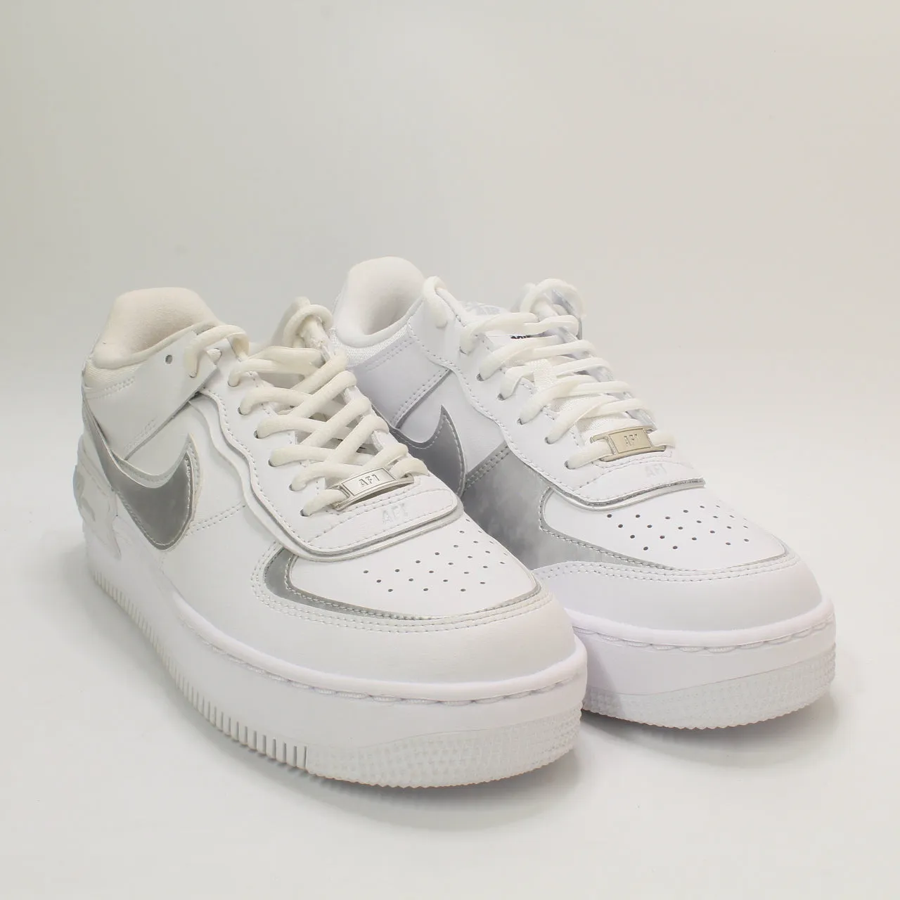 Nike Air Force 1 Shadow White Metallic Silver Pure Platinum Uk Size 6