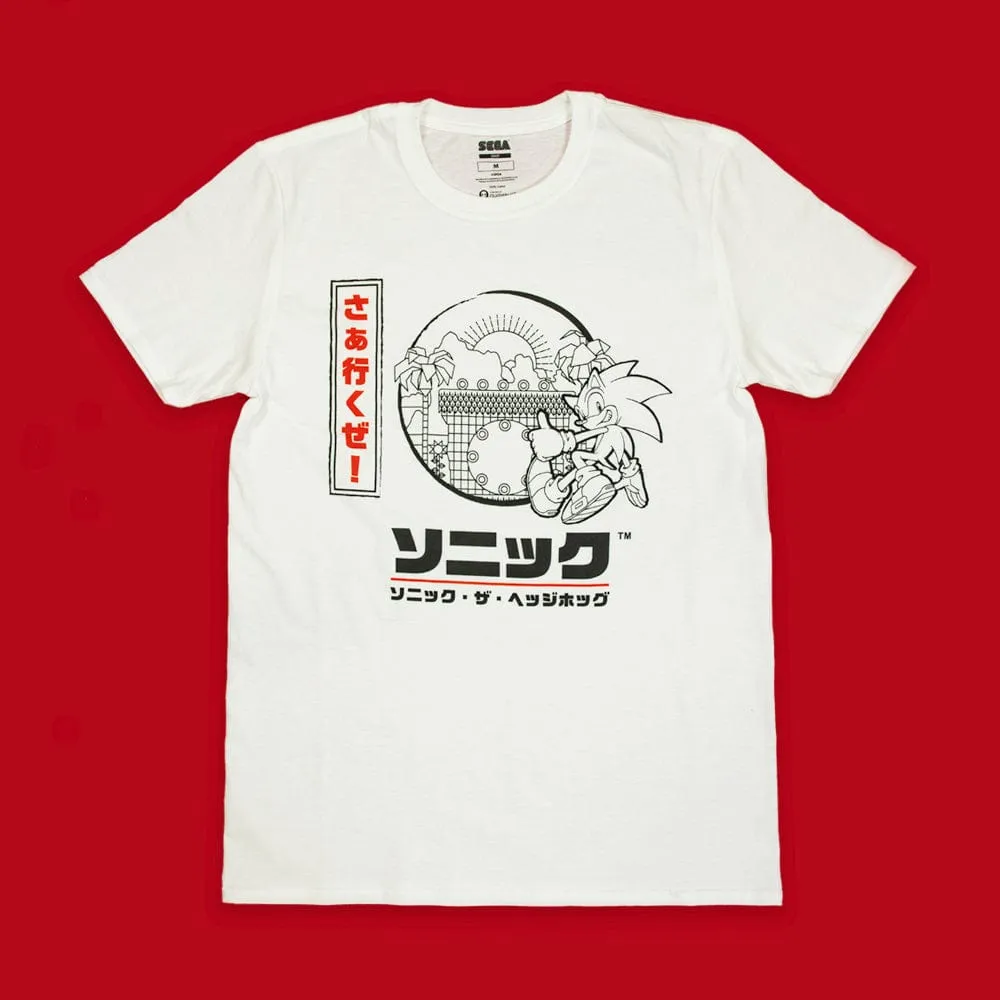 Official Modern Sonic the Hedgehog Japanese Style White T-Shirt (Unisex)