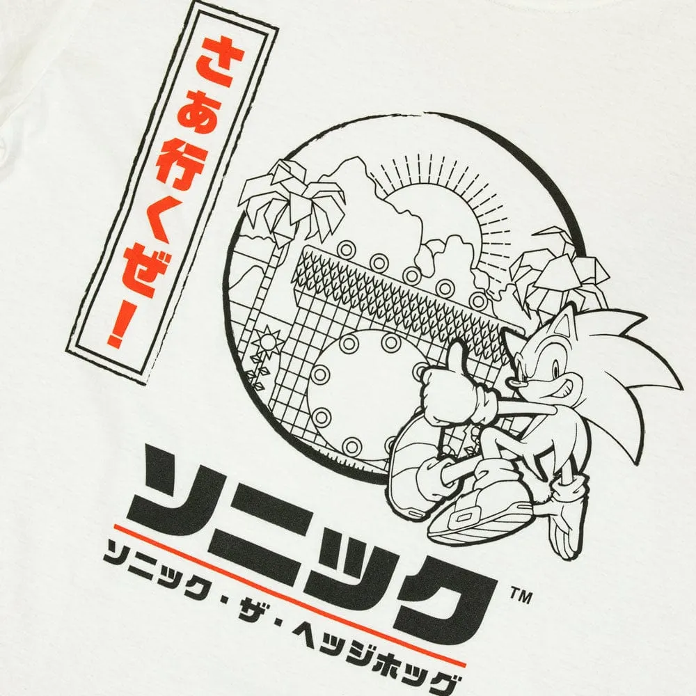 Official Modern Sonic the Hedgehog Japanese Style White T-Shirt (Unisex)