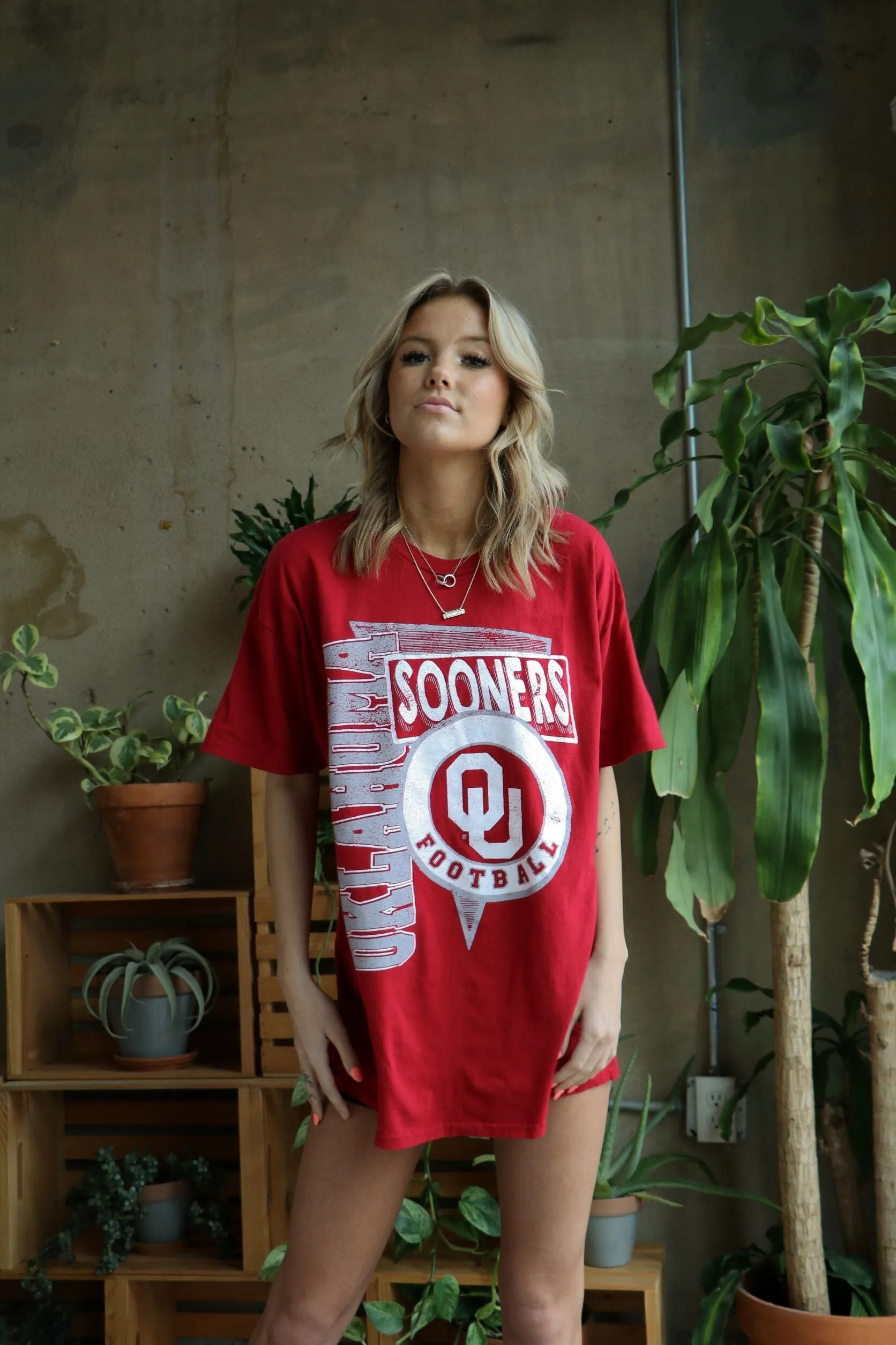 OU Sooners Football Spree Crimson Thrifted Tee