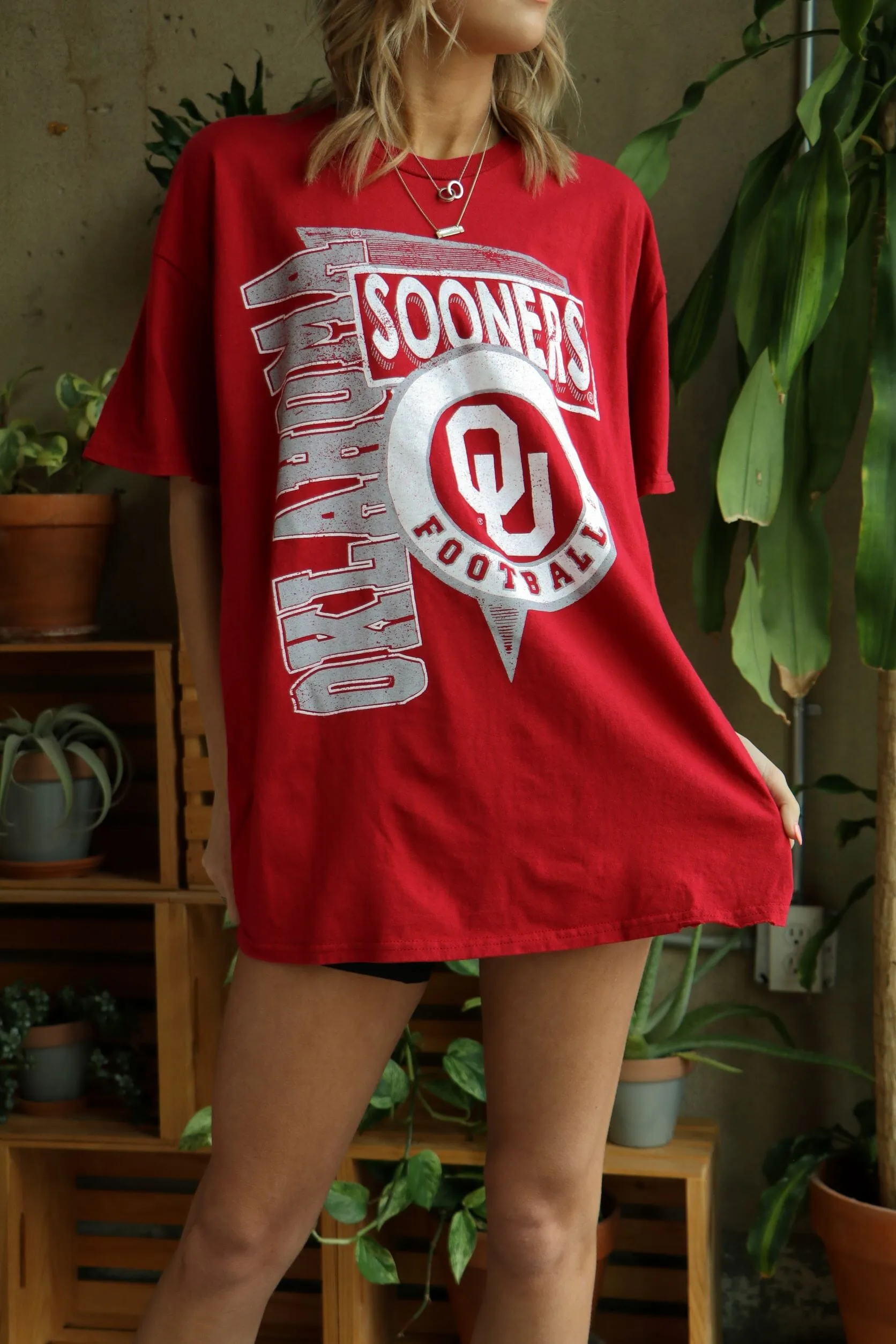 OU Sooners Football Spree Crimson Thrifted Tee