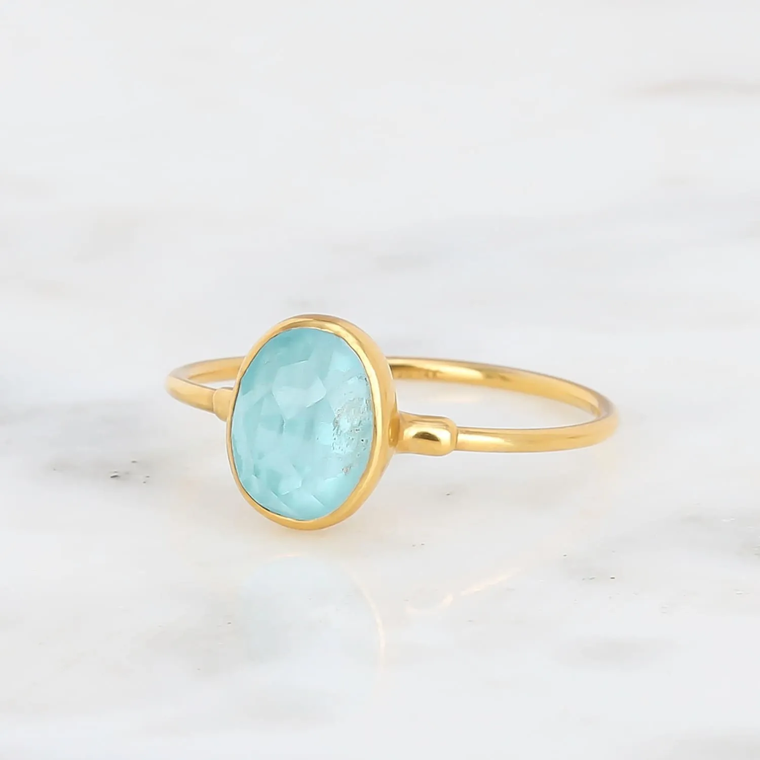 Oval Rosecut Raw Raw Aquamarine Ring, Aquamarine Jewelry, Gold