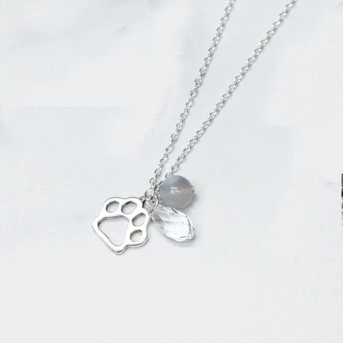 Paw Print | Cluster Necklace | Sterling Silver