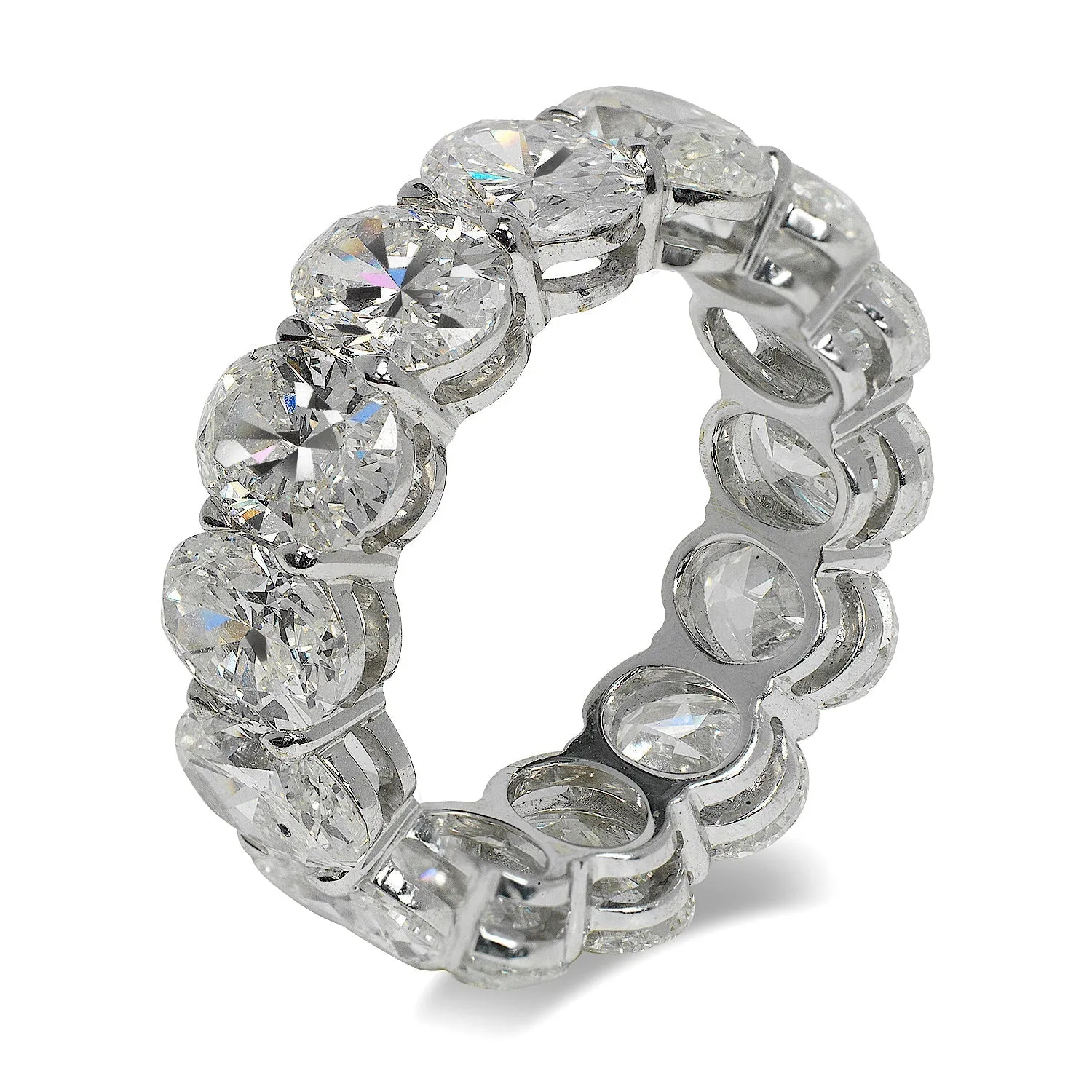 PEKA 11 Carat Oval Cut Diamond Eternity Band in 18K White Gold Shared Prong 70 pointer By Mike Nekta