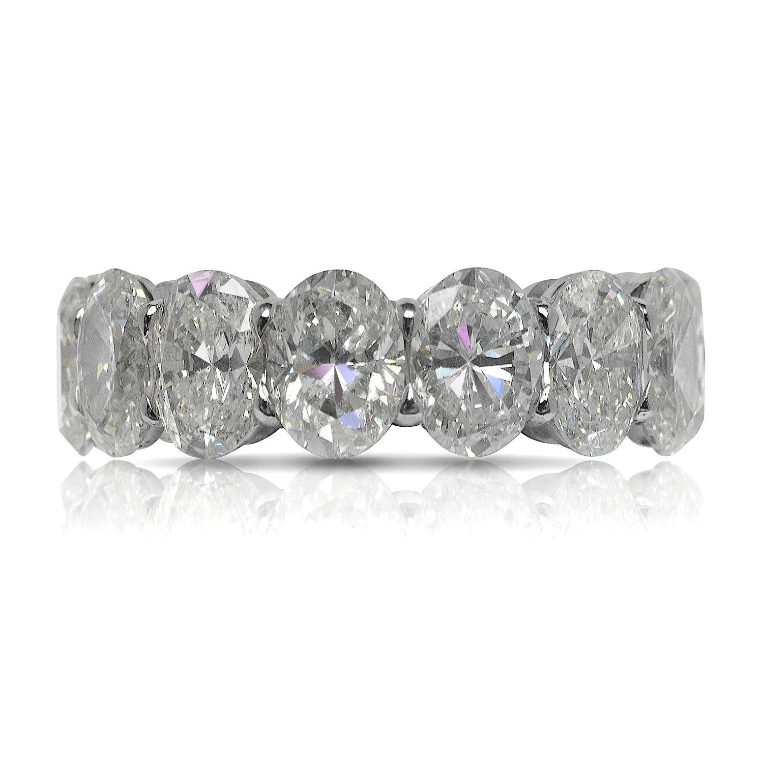 PEKA 11 Carat Oval Cut Diamond Eternity Band in 18K White Gold Shared Prong 70 pointer By Mike Nekta