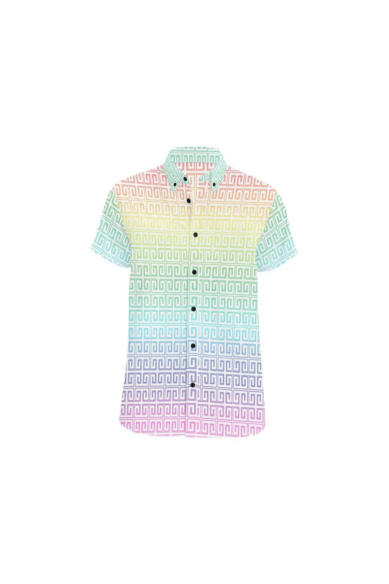 Rainbow Greek Key Men's All Over Print Short Sleeve Shirt