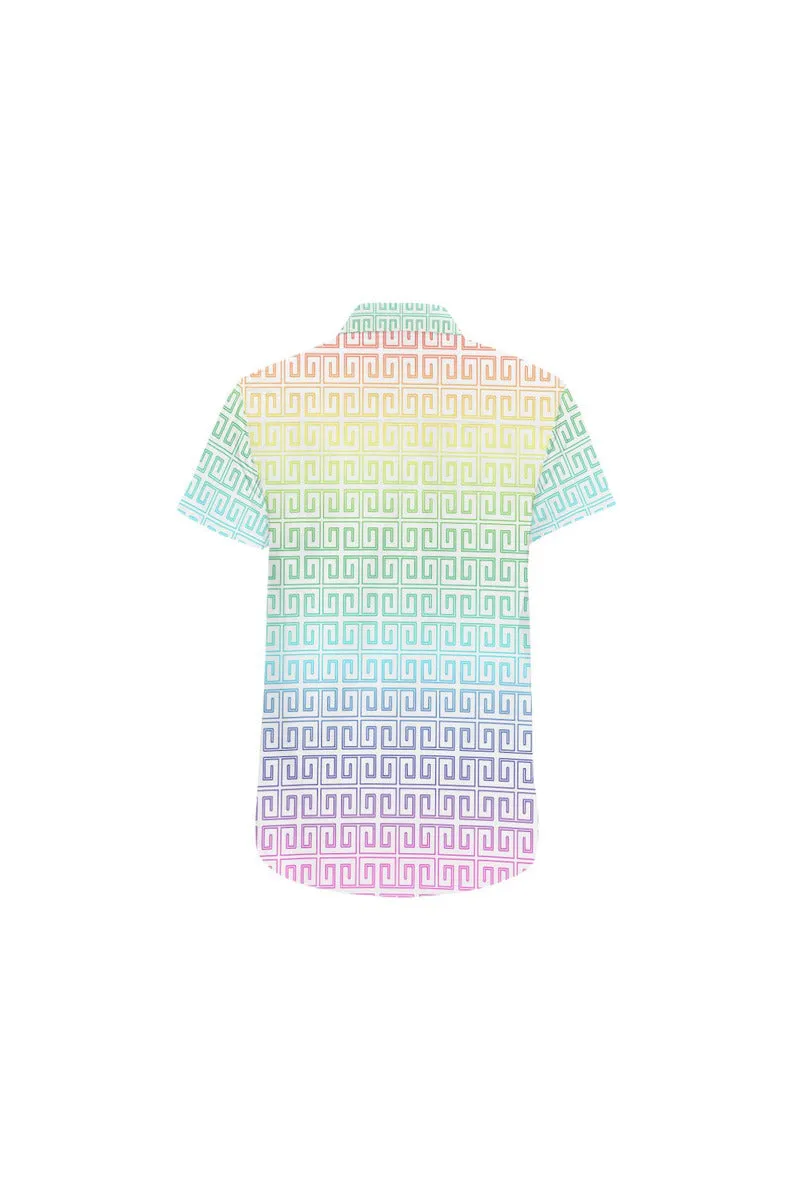 Rainbow Greek Key Men's All Over Print Short Sleeve Shirt