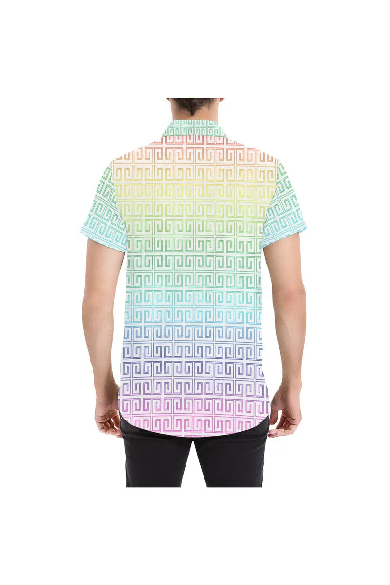 Rainbow Greek Key Men's All Over Print Short Sleeve Shirt