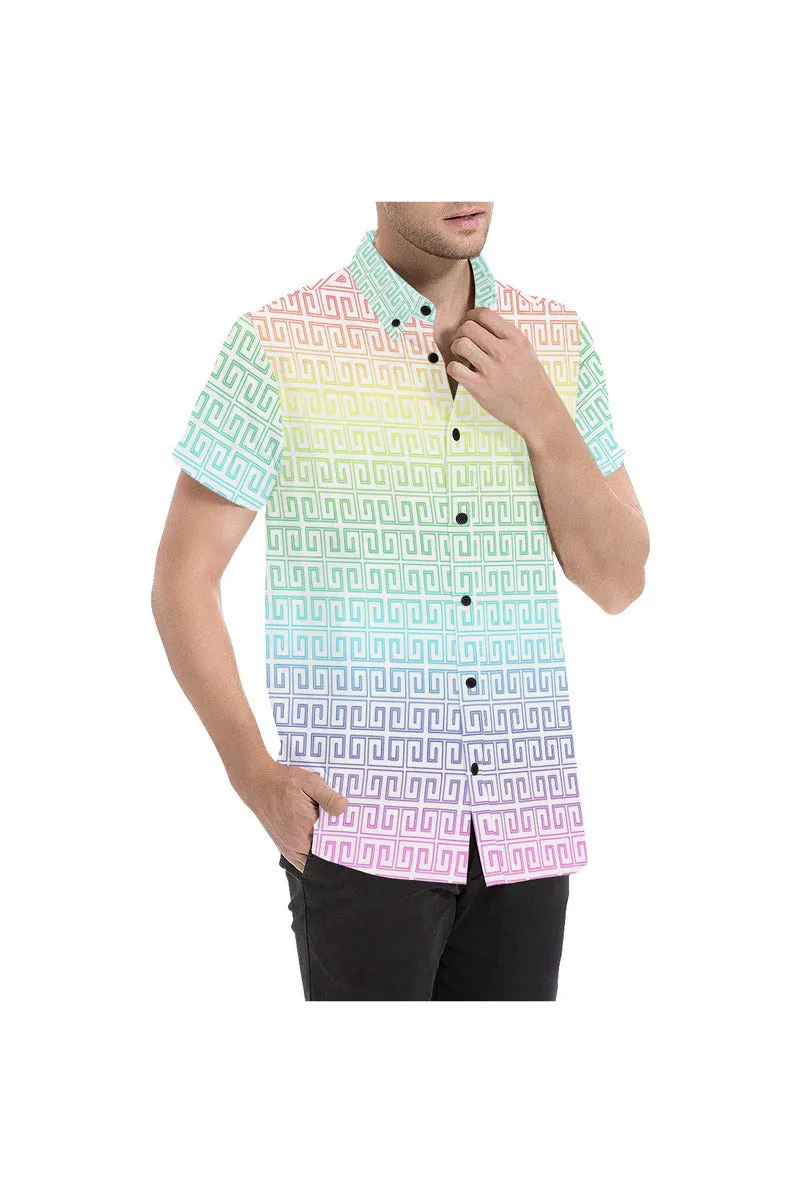 Rainbow Greek Key Men's All Over Print Short Sleeve Shirt