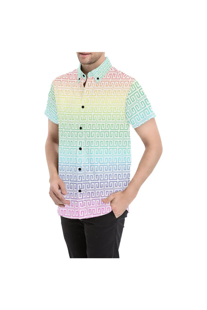 Rainbow Greek Key Men's All Over Print Short Sleeve Shirt