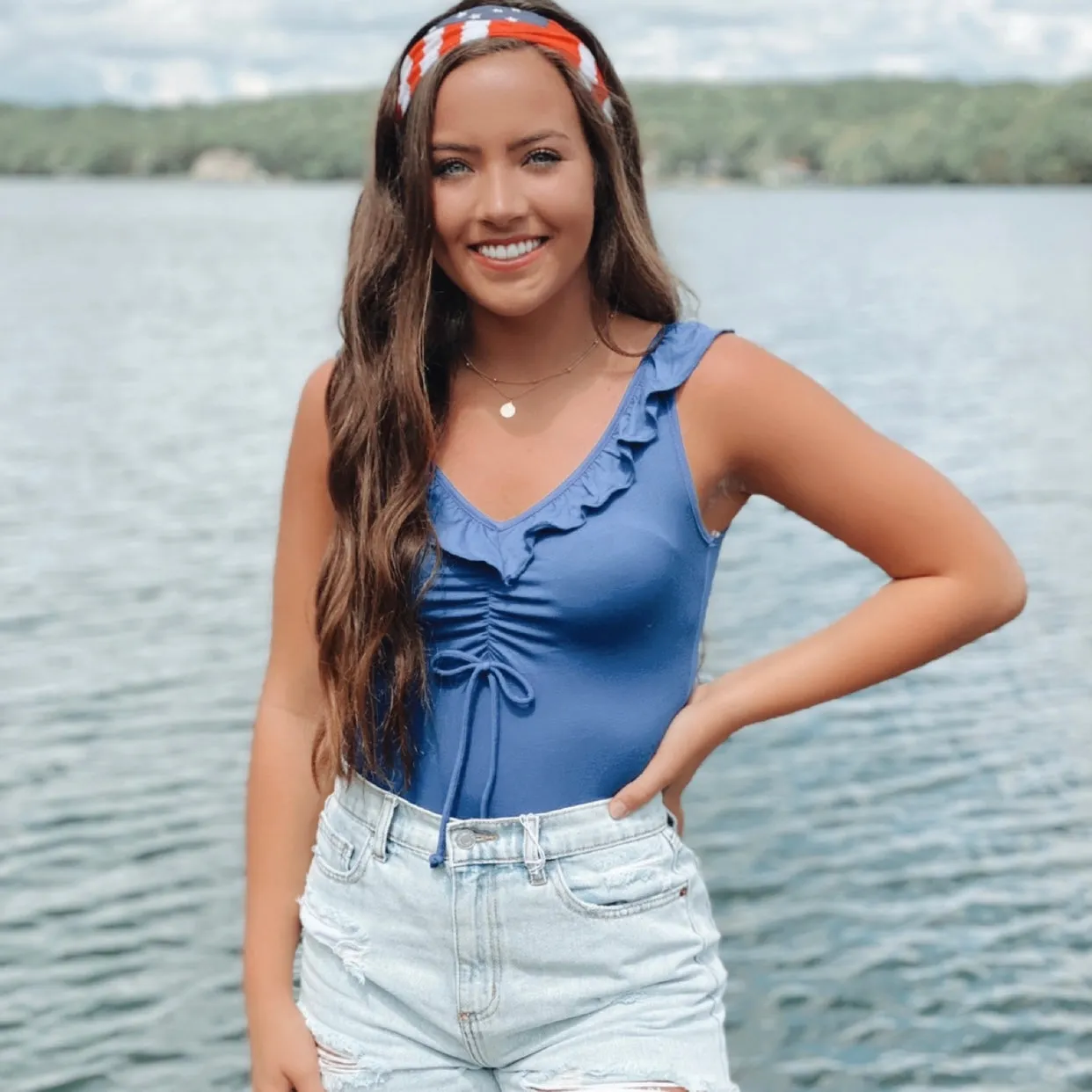 Red White & Blue Flag Stretchy Headwrap