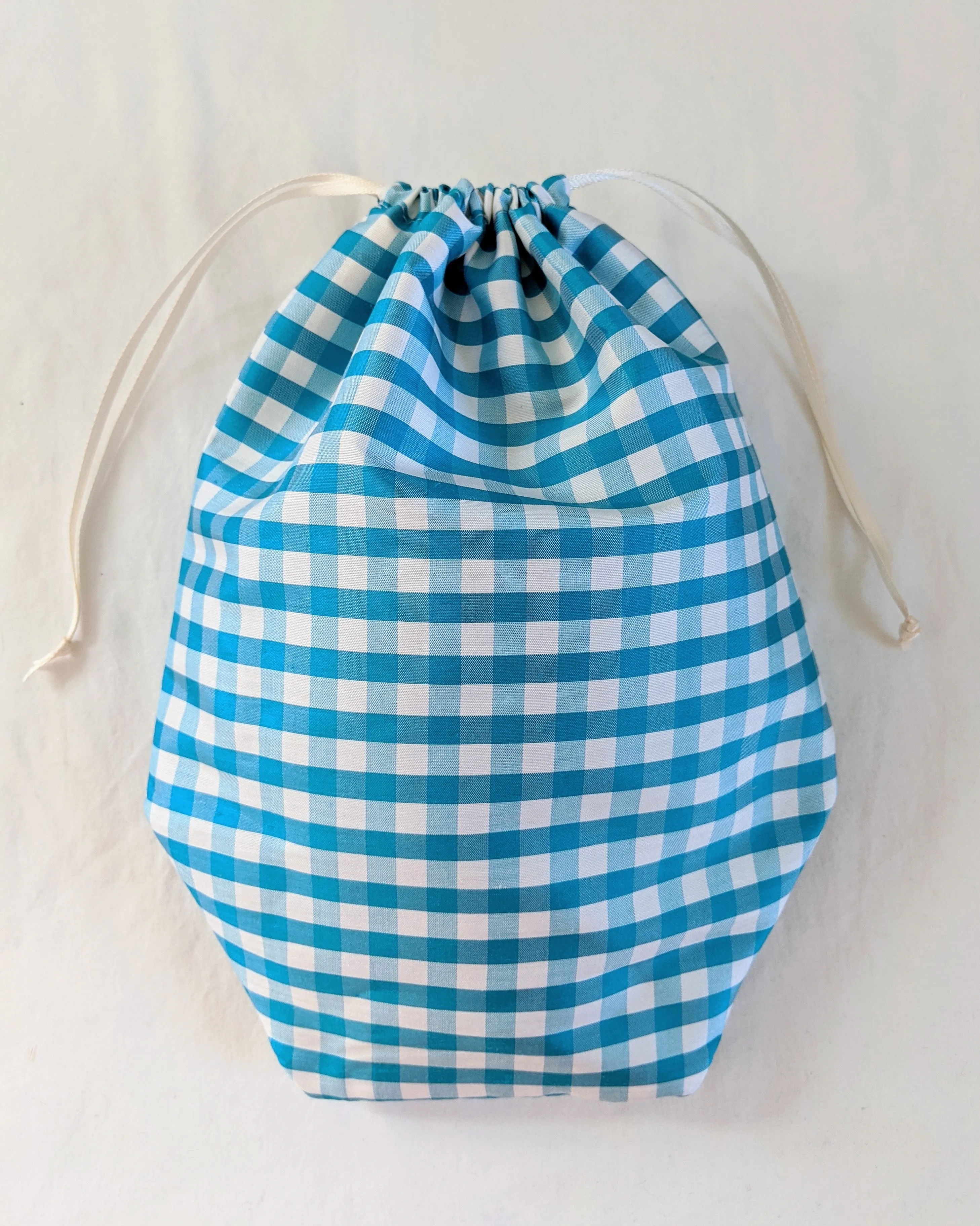 Reticule - Blue Check Silk