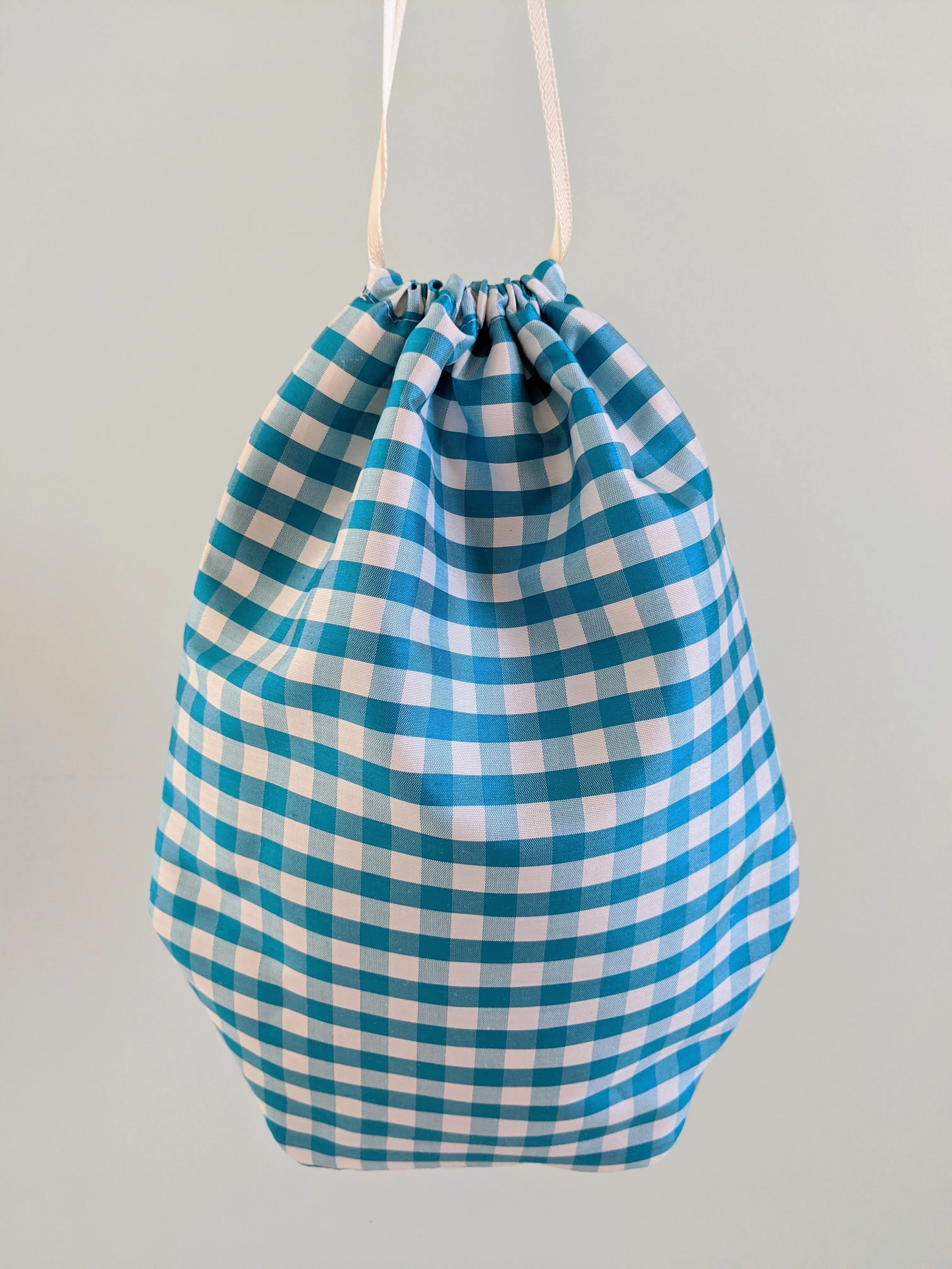 Reticule - Blue Check Silk