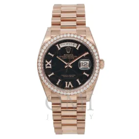 Rolex Day-Date 128345 36MM Marbled Diamond Dial With Rose Gold Diamond Bezel