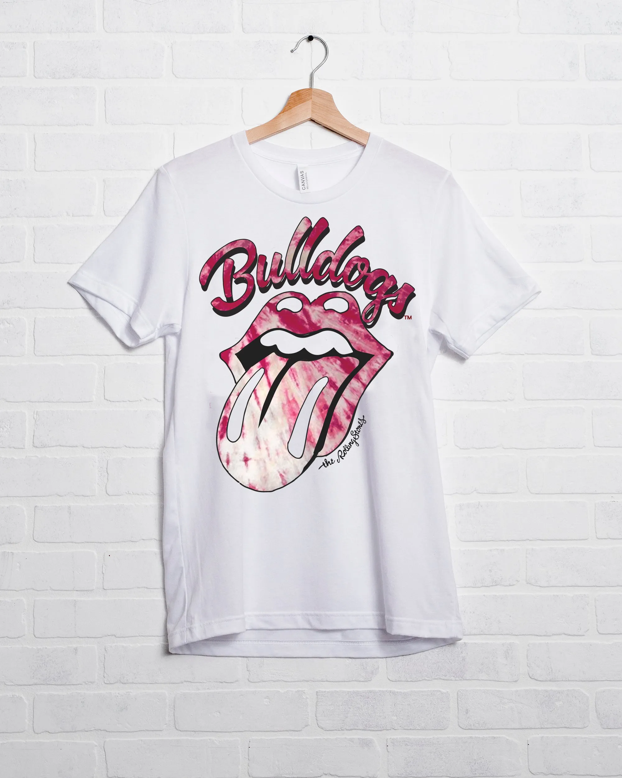 Rolling Stones MSU Bulldogs Tie Dye Lick White Tee