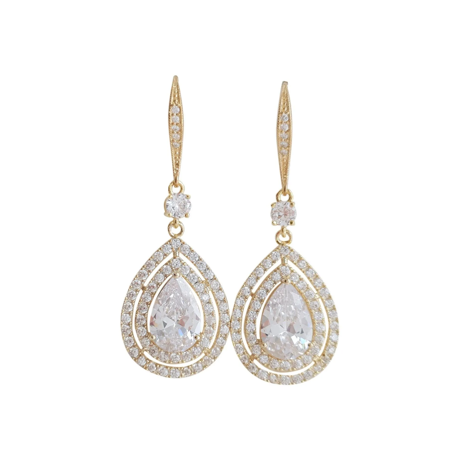 Rose Gold Large Teardrop Dangle Earrings-Joni