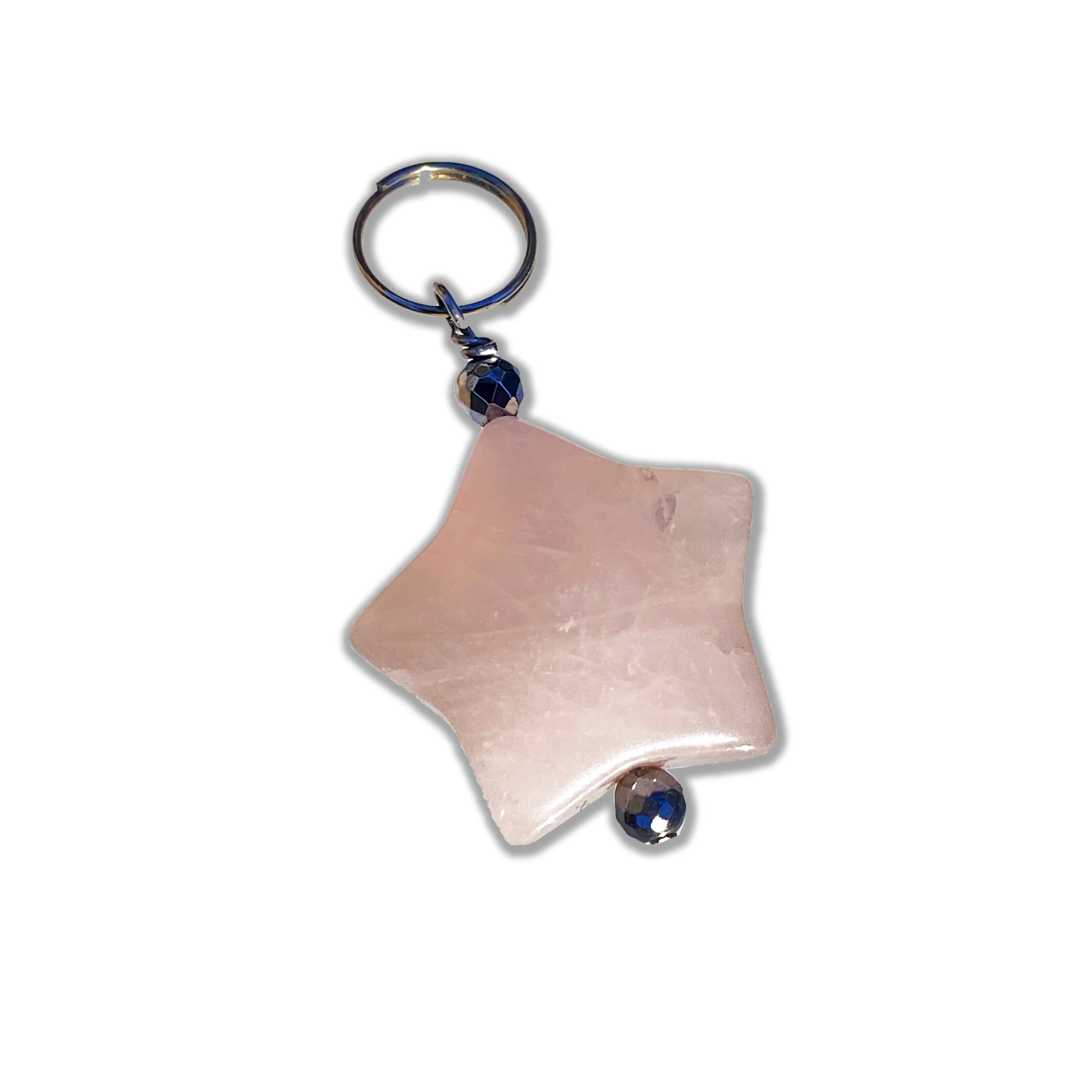 Rose Quartz gemstone Star and Hematite Pet Charm