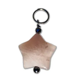 Rose Quartz gemstone Star and Hematite Pet Charm