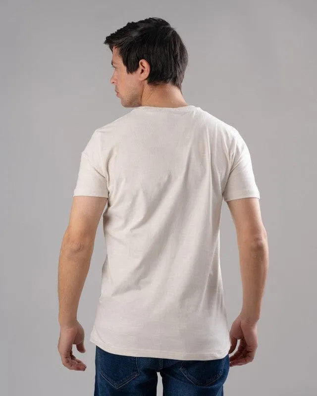 ROUND NECK PRINTED T-SHIRT - OFF WHITE