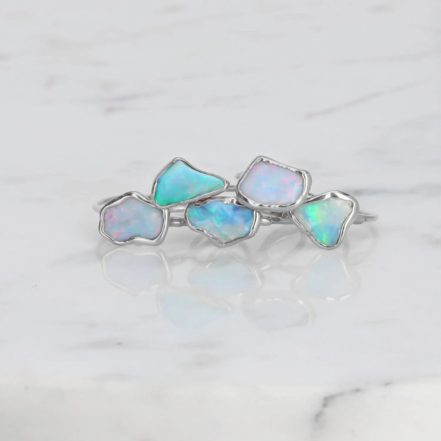 Silver Raw Opal Ring, , Gemstone Ring, Opal