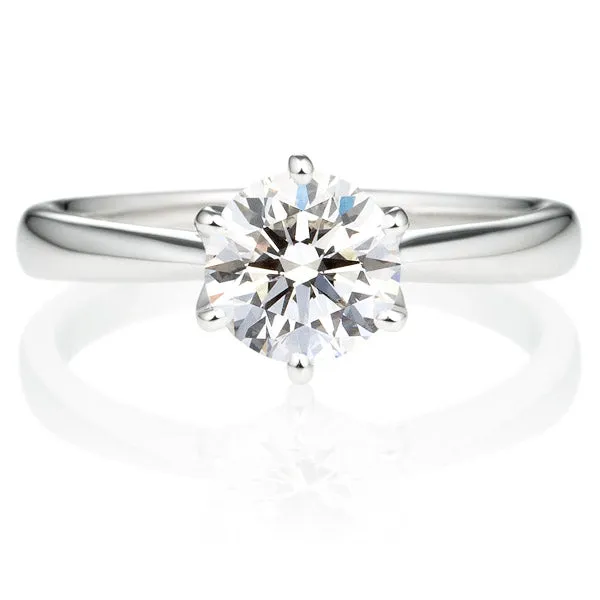 Six Prong Round Brilliant Engagement Ring [Setting Only] - EC010 With 0.8-Carat Round Shape Natural Diamond