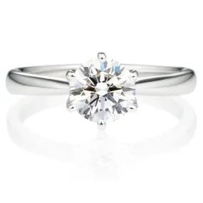 Six Prong Round Brilliant Engagement Ring [Setting Only] - EC010 With 0.8-Carat Round Shape Natural Diamond